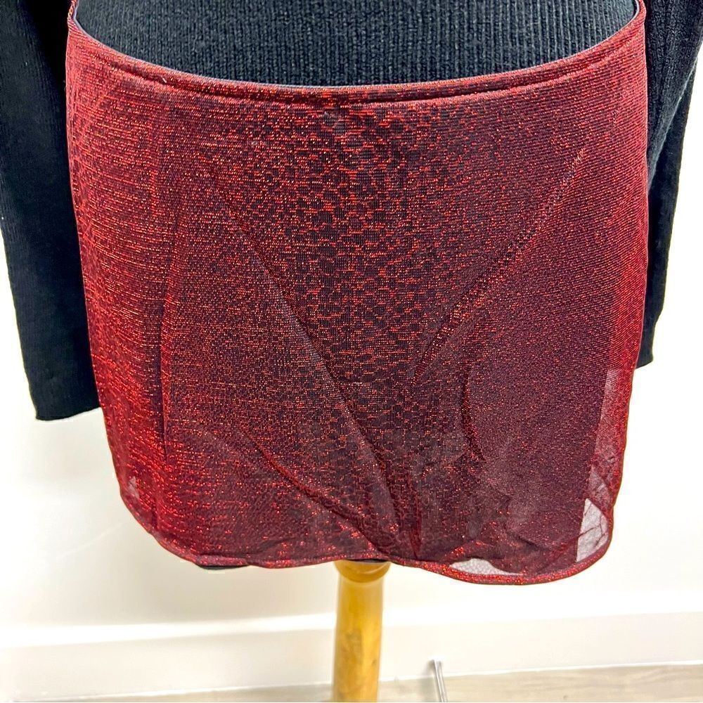 Lip Service miniskirt size L. Sheer red sparkly snakeskin print. Vintage - Picture 8 of 13
